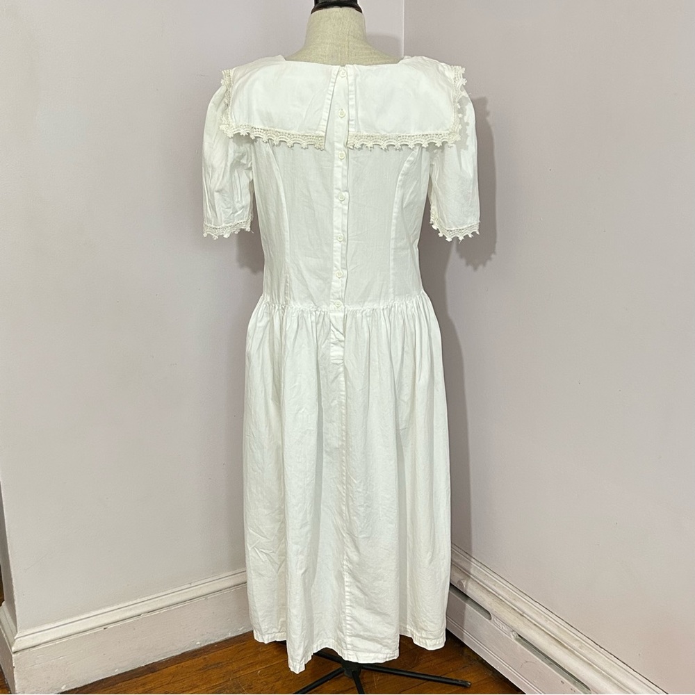 Vintage Sarin New York White Cotton Prairie Dress - Picture 6 of 10